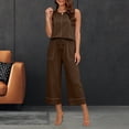 thumbnail image 5 of Akmaiox Two Piece Sets for Women Sleeveless Tank Tops Elastic Waist Drawstring Wide Leg Pants with Pockets Trendy Stripes Casual Loose Summer Vacation Lounge Sets S-3XL, 5 of 10