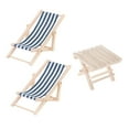 thumbnail image 1 of 1 Juego 1/12 Mini Casa Muebles en Miniatura Modelo Sillón de Madera Silla de Playa Juego para Niños (Azul 2 sillones y 1 mesa de playa plegable), 1 of 7
