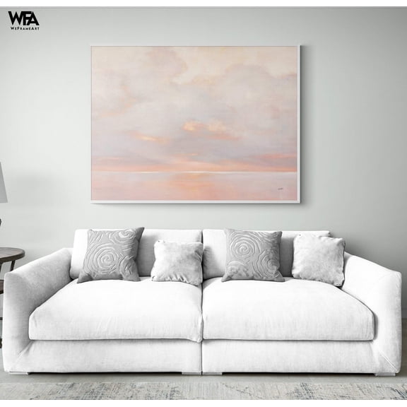 Glint on the Horizon by Julia Purinton Painting Print, Framed Soft Clouds Print, Pink Clouds Art, Cloudy Sky Wall Art, Framed Wall Art