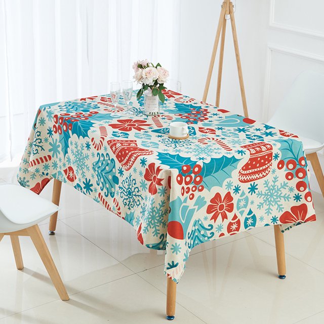 Mantel navideño de lino encriptado, impermeable, mantel para mesa de café para el hogar, arreglo de regalo navideño