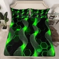 thumbnail image 2 of Castle Fairy Geometric Green Honeycomb Twin Sheet Sets 3pcs for Kids Children Teens,Abstract Swirl Stripes Twin Fitted Sheet Microfiber,Gradient Lines Hexagon Breathable Flat Sheet, 2 of 7