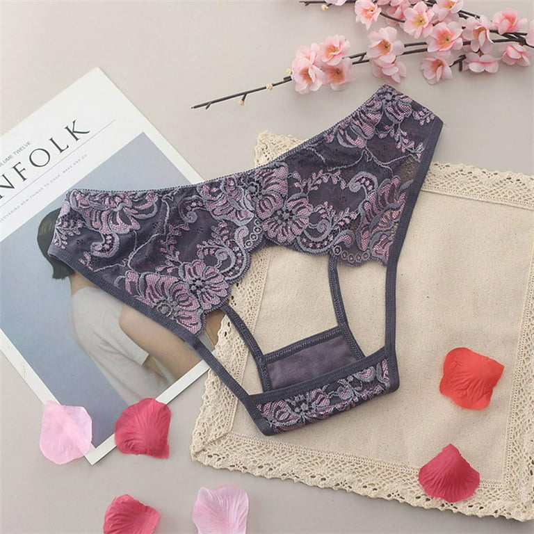 Lopecy-Sta Women Cutut Lace Underwear Briefs Panties Floral Embroidery Sexy  Hollow Out Lingerie Underpants Discount Clearance Womens Underwear
