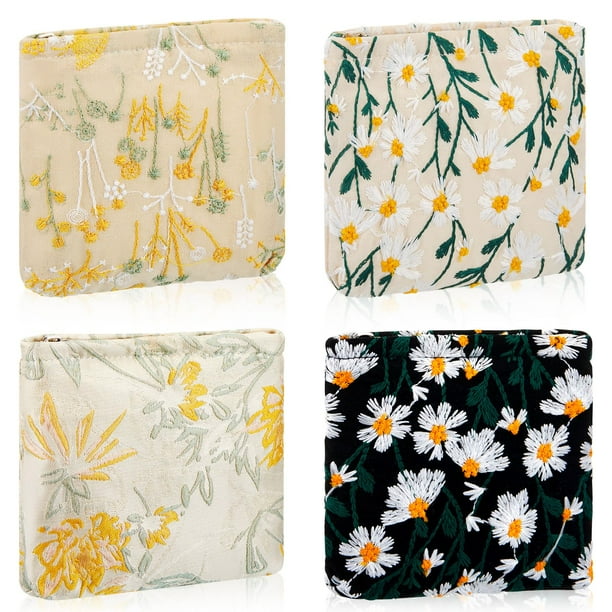 Set de 4 bolsas de maquillaje Abbylike Floral de pana