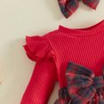 thumbnail image 6 of Cjfdfy Newborn Baby Girl Plaid Fall Outfits Ribbed Knit Long Sleeve Plaid Romper Dress And Headband Socks Infant Cute Coming Home Fall Winter Outfit 0-12 Months, 6 of 9