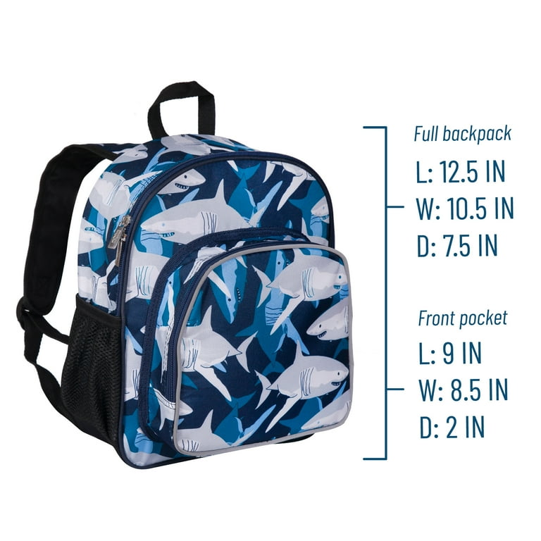 Wildkin Kids 12 Inch Backpack for Toddler Boys and Girls Insulated Front Pocket Sharks