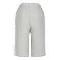 thumbnail image 6 of Bermuda Shorts for Women Cotton Linen Summer Casual Wide Leg Knee Length High Waisted Long Shorts with Pockets Beach Outfits White M, 6 of 7