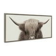 thumbnail image 2 of Kate and Laurel Sylvie Hey Dude Highland Cow Color Framed Linen Textured Canvas Wall Art by The Creative Bunch Studio, 18x40 Panel Gray, Decorative Cow Art for Wall, 2 of 6