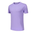 thumbnail image 3 of HXWCHs Men's Casual Short Sleeve T Shirt For Summer Outdoor Sports Loose Fit Breathable Workout Training Tee With Crew Neck Light Purple XXL, 3 of 4