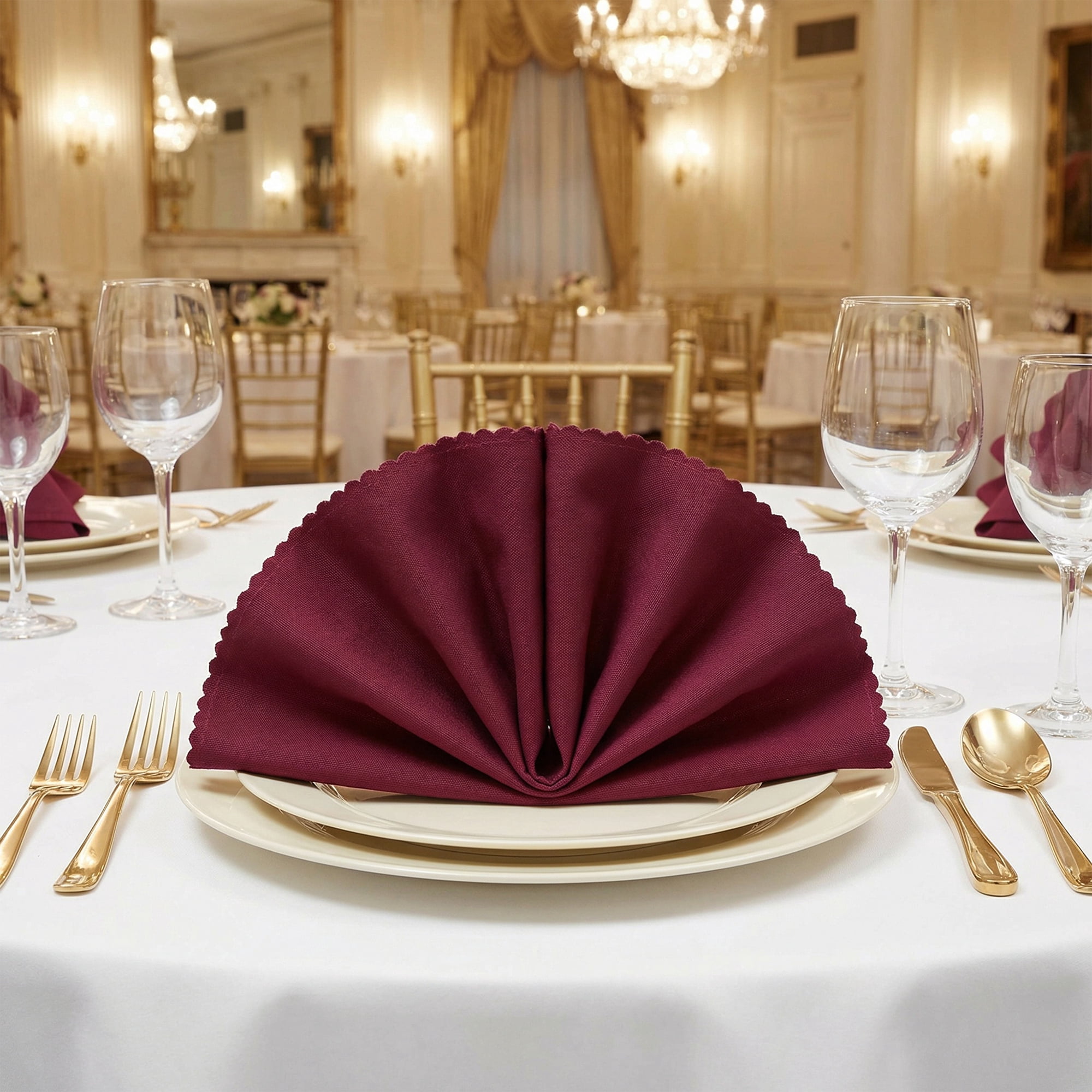 Unique Bargains 12Pcs Polyester Washable Cloth Napkins Wine Red 19x19inch