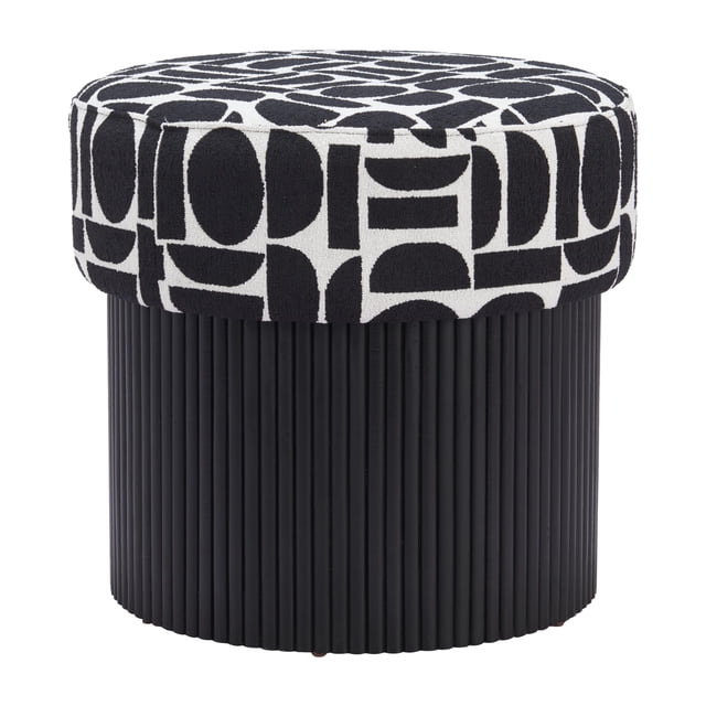 Puff Baúl Zuo Boto Negro y Blanco 50x50x46 cm