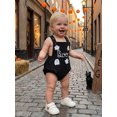 thumbnail image 6 of RUINIXCW Baby Boy Girl My First Halloween Outfit Romper Overalls Baby Summer Fall Clothes 0 3 6 12 18 Months Cute Ghost Spider Letter Embroidery Sleeveless Jumpsuit Playsuit, 6 of 9