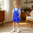 thumbnail image 2 of VeFlora Boys Overalls Summer Outfits Adjustable Strap Long Pants Casual Sleeveless Rompers Jumpsuits with Pockets(Blue/9-10 Years), 2 of 6