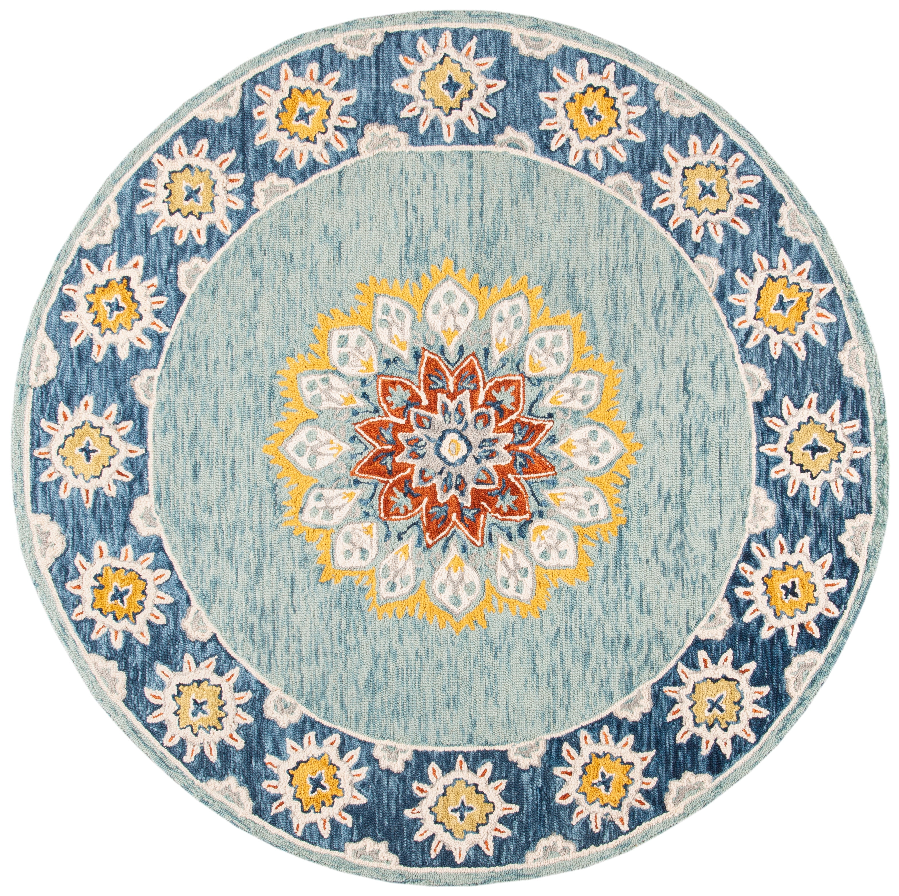 Safavieh Blossom Trinity Floral Area Rug, Blue/Gold, 6' x 6' Round