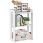 3 Table de chevet Tier End Blanc, Petite étagère avec plateau ouvert, Table de lit latérale étroite pour chambre, Salon, Bureau, Salle de bains