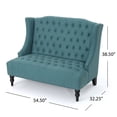 thumbnail image 6 of GDF Studio Leona Contemporary Tufted Fabric Wingback Loveseat, Dark Teal and Dark Brown, 6 of 10