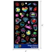 Hello Hobby Multicolor Neon Designer Stickers, 32 Count