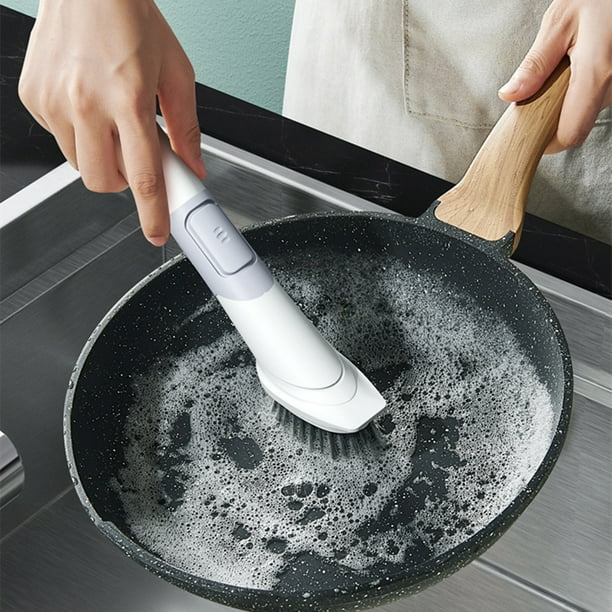 Cepillo para Platos con Dispensador de Jabón | Set de Cepillos de Limpieza de Cocina que No Rayan | Mango Ergonómico Antideslizante | Para Ollas, Sartenes, Vasos, Fregaderos | Material PP | 1 Unidad