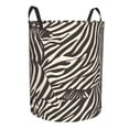 thumbnail image 2 of Circular Hamper Single Layer Laundry Basket Storage Basket Waterproof Single Layer Fabric With Handle Pe Support Strip Zebra Skin Print Style Saddlebrown_4 Medium, 2 of 8