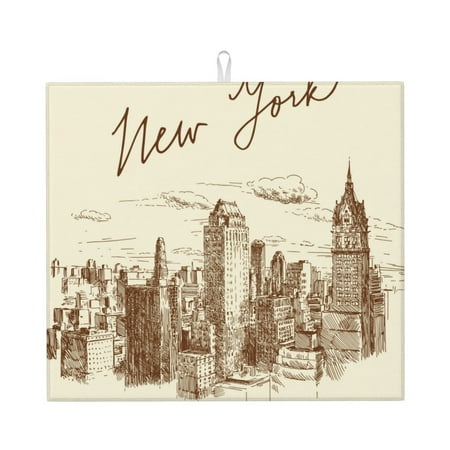 

Naloa New York Dish Drying Mat for Kitchen Counter Heat Resistant Drainer Mats Absorbent Draining Mat Dish Rack Pad 16 x18
