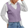 thumbnail image 2 of Langwyqu Sleeveless Autumn Winter Women V-Neck Vest Sweater Casual Pullover, 2 of 5