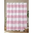 thumbnail image 4 of Fsddascl Pink Striped Shower Curtain Set - 48" x 72" Washable Bathtub Curtain with 12 Hooks, Farmhouse Vintage Stripes Waterproof Fabric Stall Shower Curtains for Bathroom/Bathtub Décor, 4 of 6
