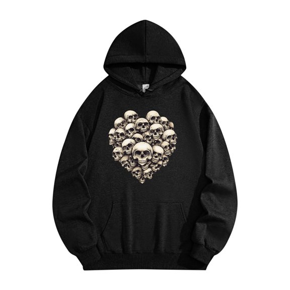Danhjin Halloween Print Hoodies for Men Women Unisex Long Sleeve Hooded Pullover Sweatshirts Fall Winter Fashion Graphic Loose Tops Going out Casual Comfy Shirts