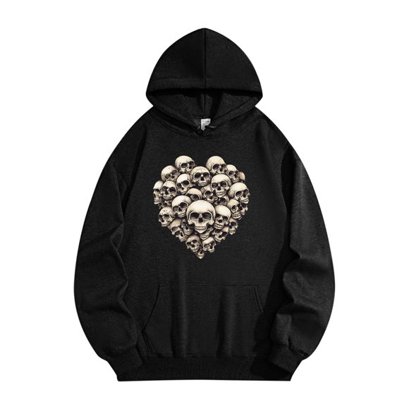Fartey Halloween Graphic Hoodies for Men Women Loose Casual Long Sleeve Hooded Sweatshirt Pullover Fashion Y2K Hoodies with Pockets Unisex Black S