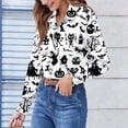 thumbnail image 7 of Womens Halloween Graphic Shirts Pumpkin Witch Print V Neck Tops | 2026 Casual Fall 3/4 Sleeve T Shirts,Funny Halloween Graphic Costume,Fall Festival Events,Halloween Party,Happy Halloween, 7 of 7