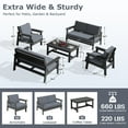 thumbnail image 3 of KINGYES 7PC Outdoor Conversation Set, All-Weather HDPE Patio Sofa Set with Cushions, 2 Armchairs, 2 Loveseats & Coffee Table for Patio, Porch, Backyard, Grey Frame with Grey Cushion, 3 of 6
