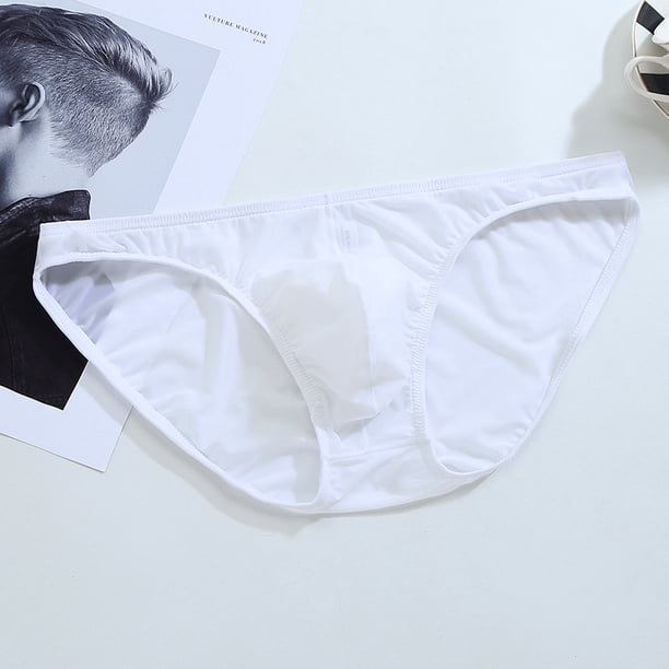Ropa interior sexy transparente para hombre, ropa interior ultrafina de tiro bajo de nailon y seda de hielo transparente
