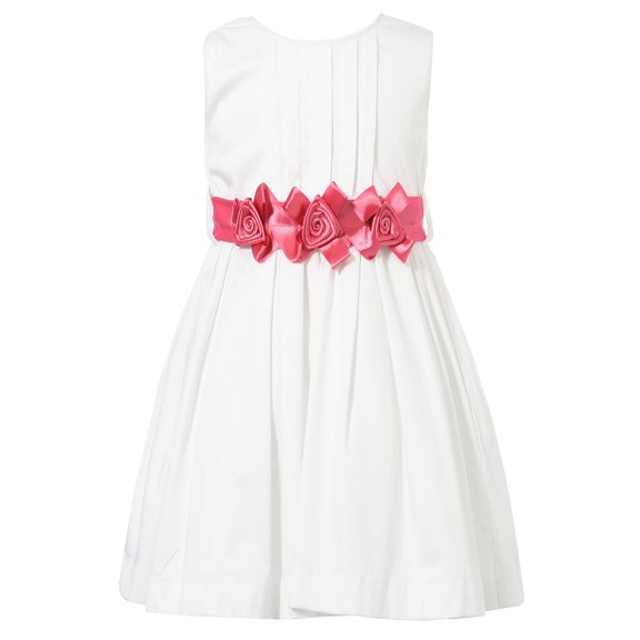 Richie House Girls' Sleeveless Dress with Assembled Flowers at Waist RH1885