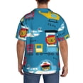thumbnail image 3 of Uemuo Transportations With Cute Animals Pattern Cotton Linen Short Sleeve Shirts,Casual Lightweight Button Down Shirts,Vacation Beach Summer Tops-, 3 of 7