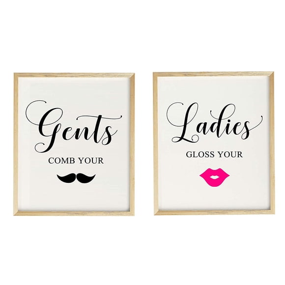 Gent's & Ladie's Pancarte de Mariage pour Salle de Bain, Signalisation, Imprimé de Fête - Cadre Non Inclus