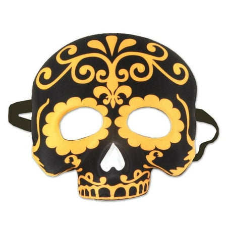 Pack of 6 Halloween Gold and Black Day of the Dead Half Mask with Elastic 10