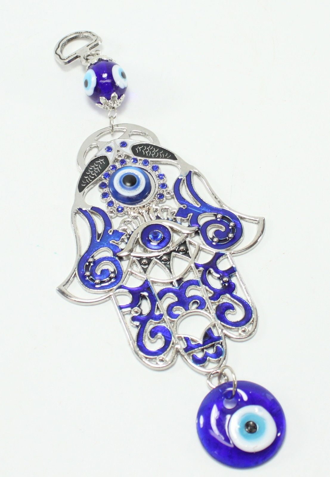 Turkish Blue Evil Eye Hamsa Hand Wall Hanging Pendant Amulets Protections Decor 