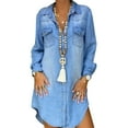 thumbnail image 1 of goowrom Robe Chemise en Denim pour Femmes Col à Revers Tunique à Simple Boutonnage, 1 of 9