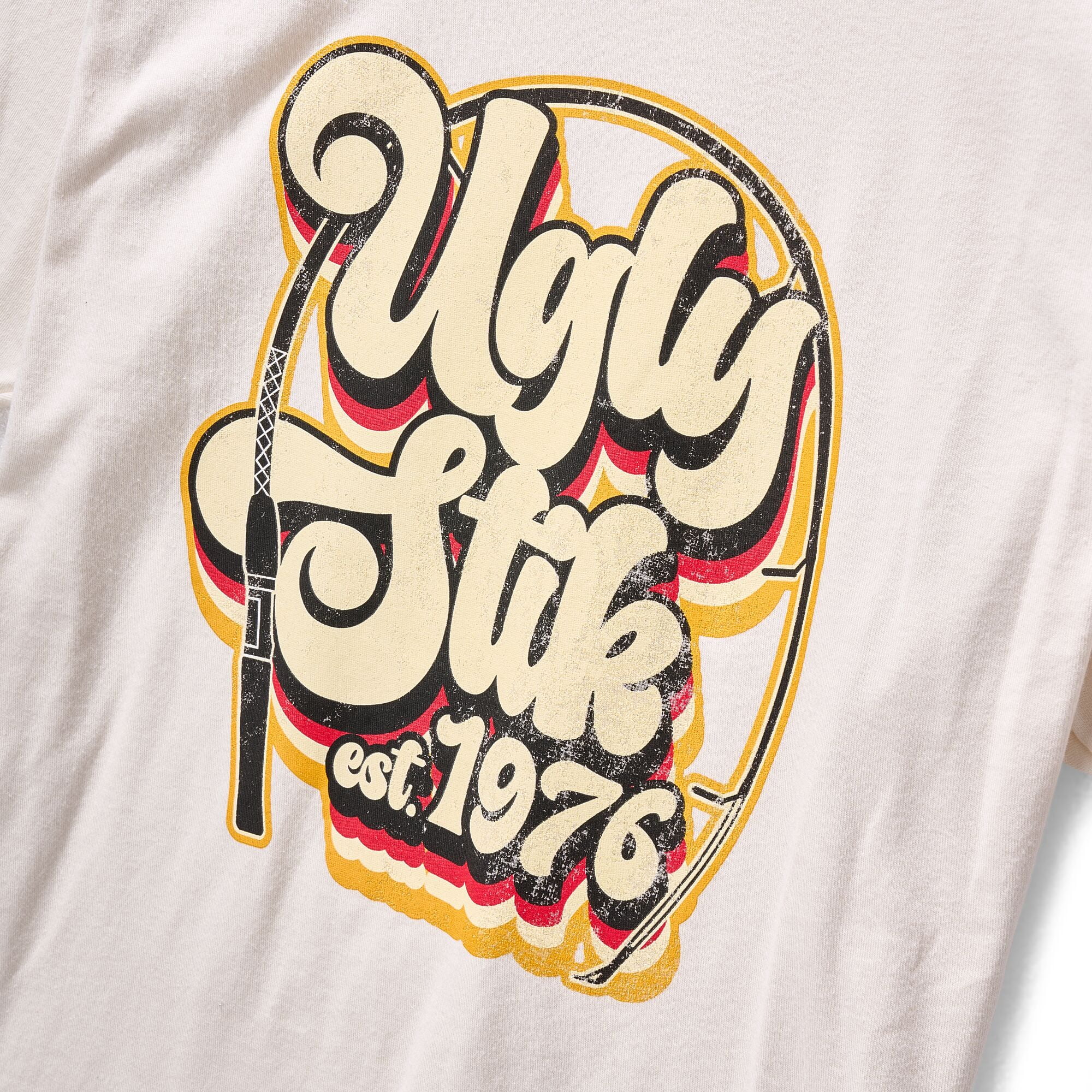 Ugly Stik 70's Ringer T-Shirt, Size M (White)