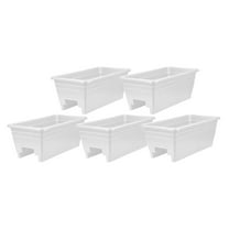 Deck Rail Planter Boxes 5-Pack - 24 Inch White Outdoor Flower Planters - Heavy Duty Plastic, Removable Drainage - Fits 4 & 6 Inch Rails