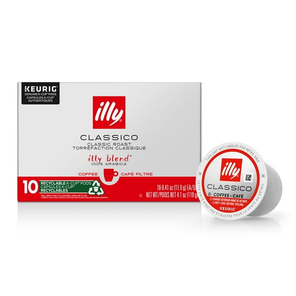 illy K-Cup Coffee Pods Classico Medium Roast for Keurig Brewers, 10 Ct, • Convenient single-serve format • Sourced from the finest 100% Arabica coffee beans • Beautifully balanced and consistent taste