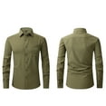 thumbnail image 2 of Stamzod Mens Dress Shirts Fashion Solid Color Long Sleeve Button Down Shirt Men Officewear Casual Business Work Shirts for Party Wedding Army Green XXL, 2 of 5