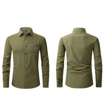 asjyhkr Mens Dress Shirts Long Sleeve Button down Lapel Stretch Undershirts Work Business Shirts with Pocket