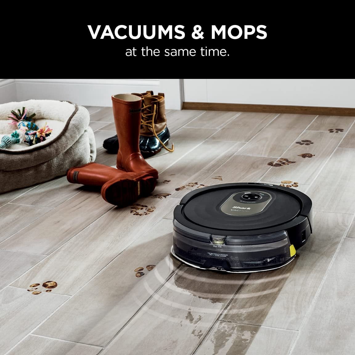 Shark AI Robot Vacuum & Mop, with Home Mapping, Perfect for Pets, Wifi, Works with Alexa, Black/Gold AV2001WD