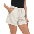 thumbnail image 4 of HDE Women's High Waisted Linen Blend 4" Inseam Drawstring Shorts Khaki Sand XS, 4 of 6