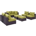 thumbnail image 2 of Modway Convene 8 Piece Outdoor Patio Sectional Set in Espresso Peridot, 2 of 7