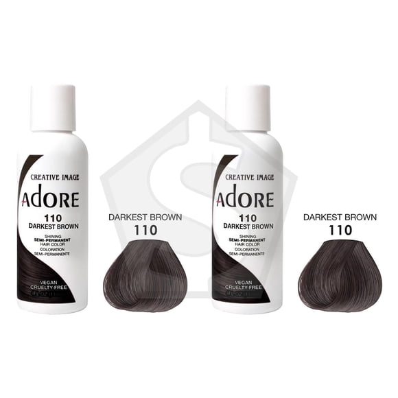 Bundle of 2 - ADORE SEMI Permanent Hair Color (4oz) - 110 Darkest Brown