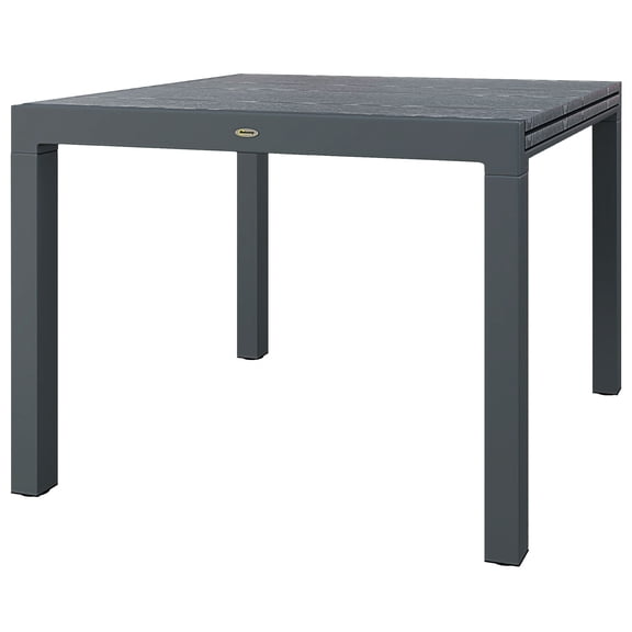 Homiyad Patio Table for 6-8 People Dark Gray Aluminum Frame Rectangle Garden Table with Wood Effect Steel Top for Backyard| Aosom.com