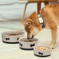 thumbnail image 3 of Cuenco de cerámica para perros con estampado de huesos Sweejar, 2 litros, para perros grandes, color beige, 3 of 6