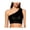 Black, variant on inlzdz Women's Shiny Metallic Crop Tops One Shoulder Holographic Tops for Rave Party Festival Clubwear Gold S