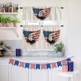 thumbnail image 6 of Independence Day Kitchen Curtains Valances 3 Piece Set, Patriotic Bald Eagle U.S. Flag Retro Linen Rod Pocket Tier Curtain and Valance Drapes for Small Window 36 Inch Length for Bedroom Cafe, 6 of 9