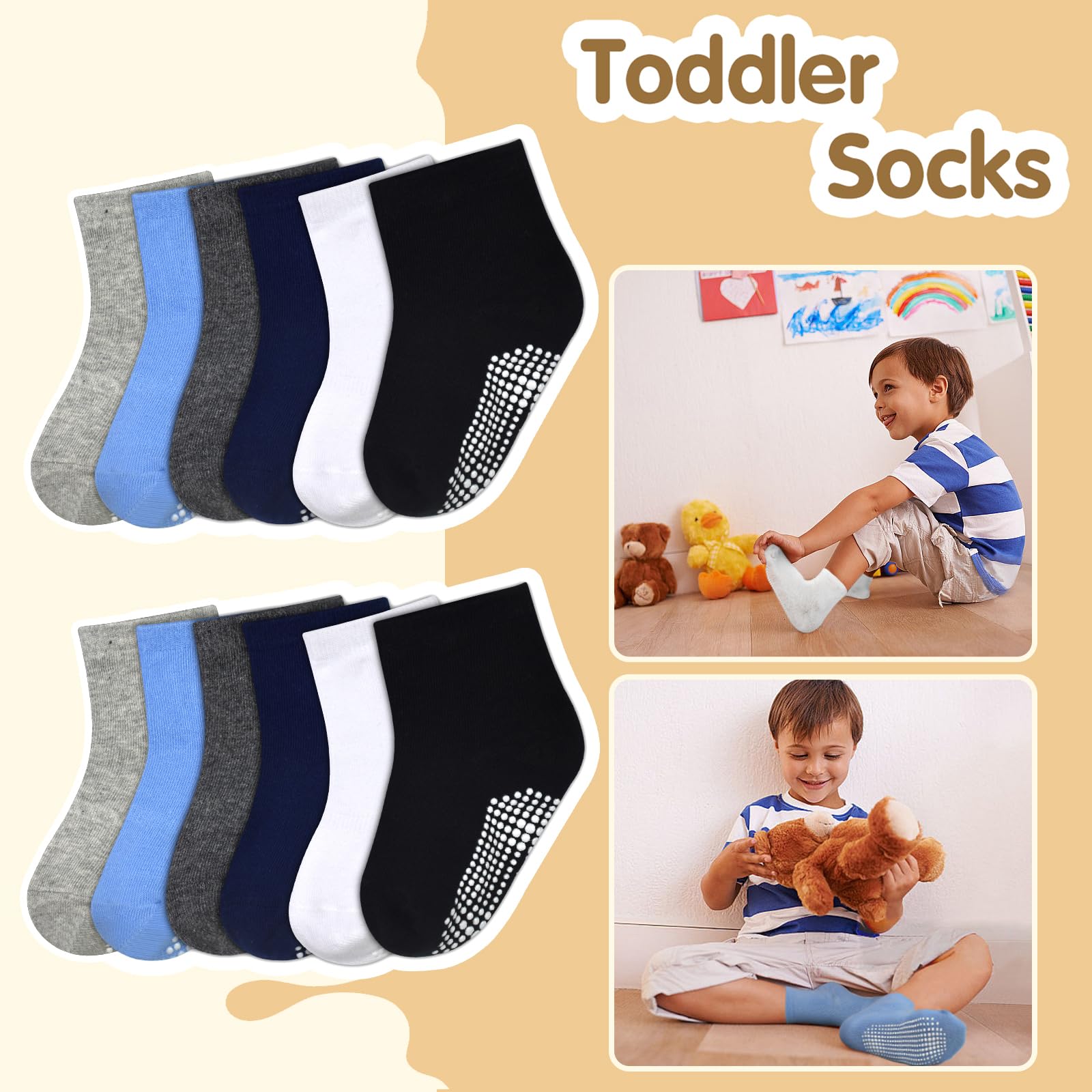 HYCLES Non-Slip Toddler Socks, 12 Pairs photo 2